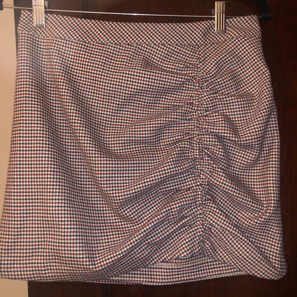 Free People Black & Red Houndstooth Skirt
